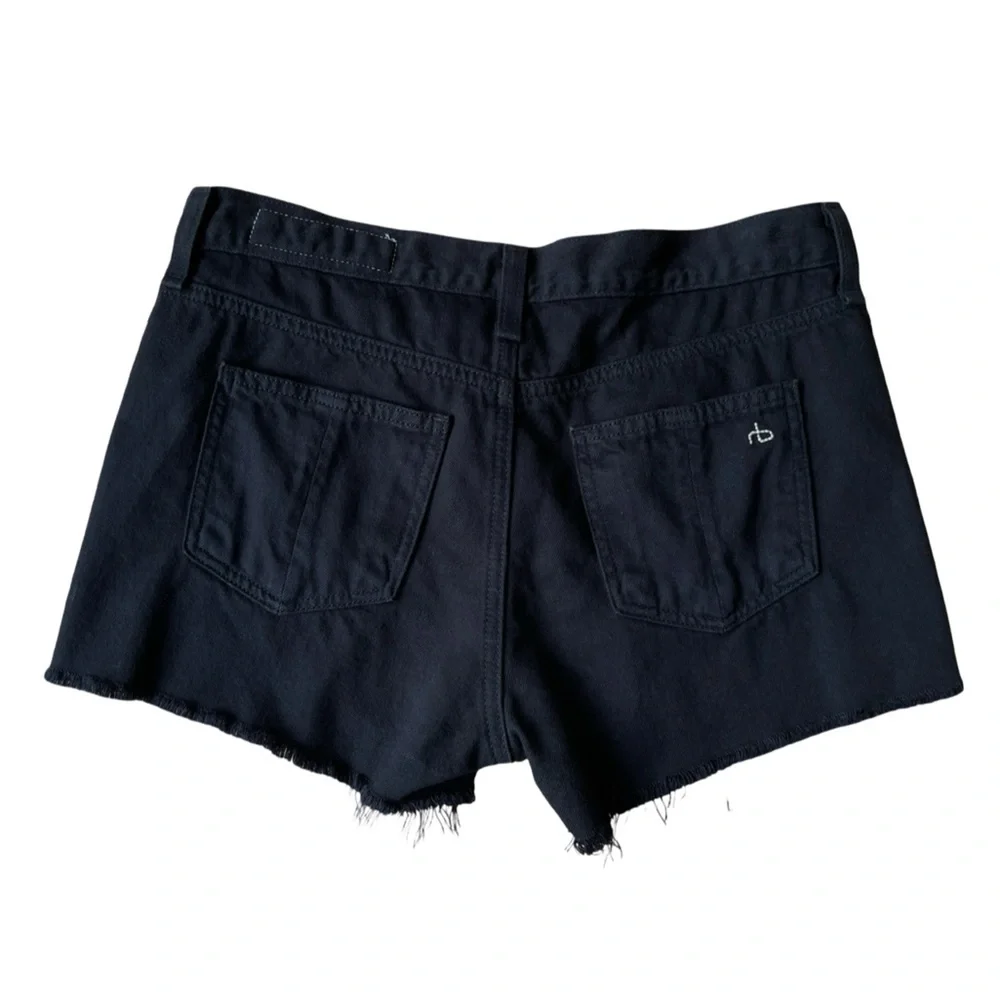 rag & bone Black Frayed Hem Jean Shorts - Picture 5 of 13